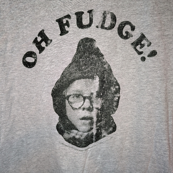 A Christmas Story Ralphie Tee T Shirt Mens' Size Large Gray OH FUDGE EUC - Picture 2 of 4